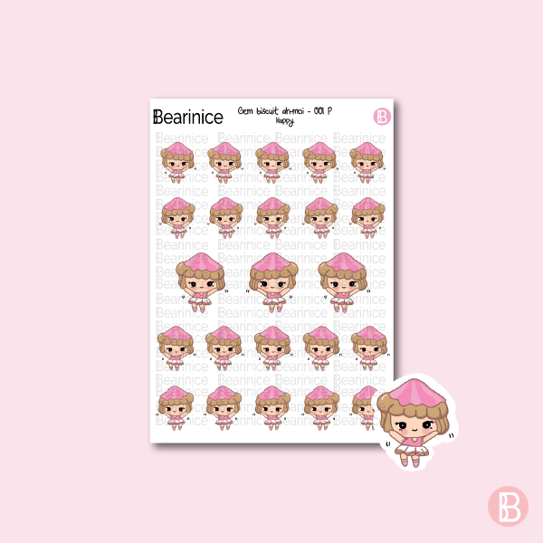 Planner sticker, EC sticker, Happy Planner ,Emoji sticker, pink, Gem biscuits