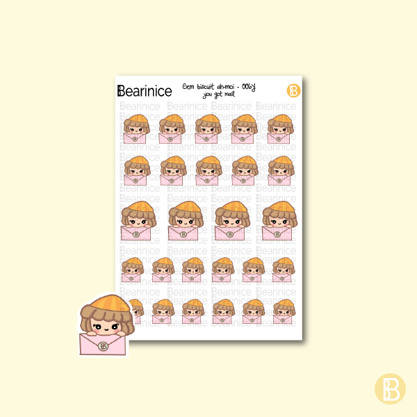 you got mail, Current Mood Stickers, Relatable Stickers, Relatable Life Stickers, Emotion Stickers, Emoji Stickers, Chibi Stickers, Kawaii Sticker,Bearinice, EC planner, Happy Planner, Hobonichi,Hoboweeks