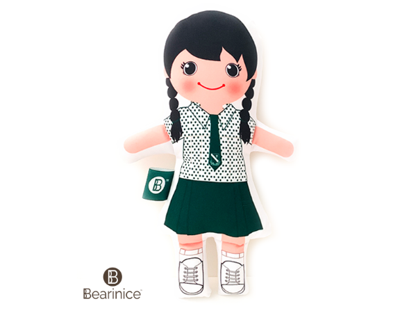 Personalised school doll. St Margaret Secondary school doll